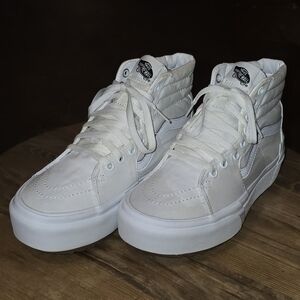 VANS Sk8-Hi Stacked True White Platform Sneakers Mens 6.5 Womens 8